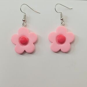 Pink Flower Earrings
